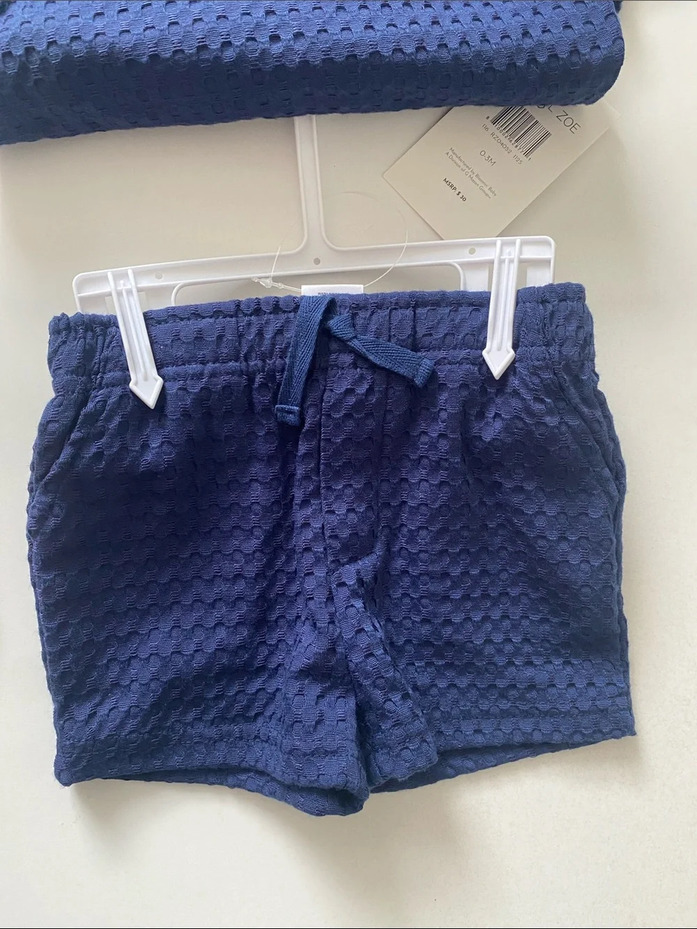 Rachel Zoe Navy Textured Baby Romper & Shorts Set with Sunglasses
